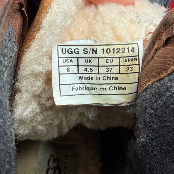 UGG Cecile Waterproof Duck Boots Women's Size 6 Brown Red Patent Leather Ankle - Picture 13 of 13